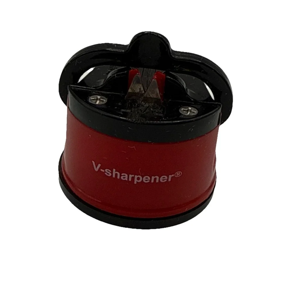 (Red)Knife Sharpener Manual Scissor Sharpener Knife Sharpening Tool With US